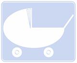 baby buggy on blue
