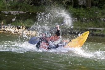dynamic white water kayak action