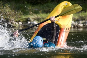 dynamic white water kayak action