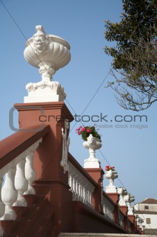 balustrade with flowerpots