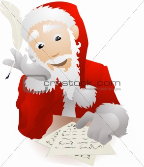 Santa Claus Checking His Christmas List or Replying to Childrens