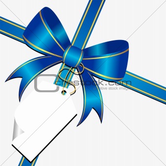 Blue bow with tag