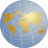 Map of the world illustration on globe grid