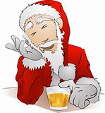 Illustration of drunk Santa Claus