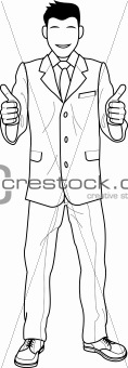 Illustration of businessman giving thumbs up
