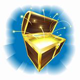 Illustration of treasure chest with sparks flying