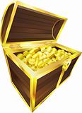 Illustration of treasure chest containing gold coins