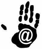 email symbol on hand print