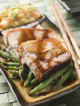 Roast Belly Pork with Fuji Apples and Peanut Beans