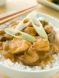 Chicken and Mushroom Curry With Koshihikari Rice