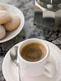 Cup of Espresso Coffee with Amaretti Biscuit