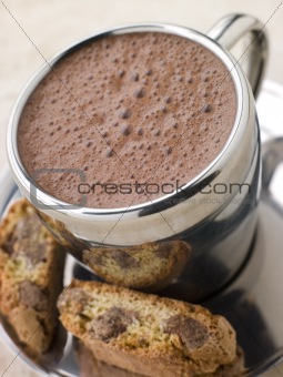 Hot Chocolate Florentine with Chocolate Cantuccini Biscotti