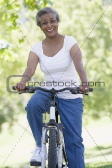 Senior woman on cycle ride