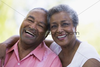 Senior couple relaxing outside