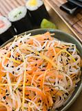 Daikon and Carrot Salad with Sesame Sushi and Wasabi