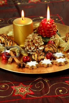Beautiful Christmas still life with candles