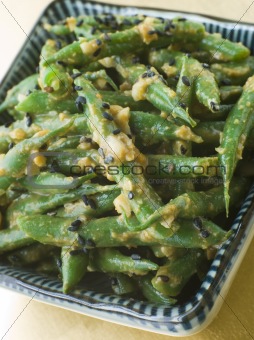 Miso Green Beans with Peanut Sauce