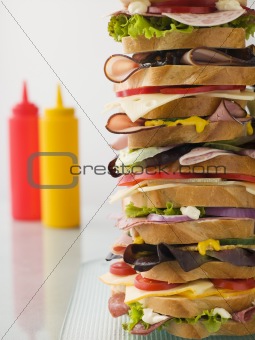 Dagwood Tower Sandwich With Sauces