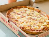 Ham and Pineapple Pizza in a Take Away Box
