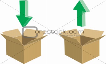 Cardboard Boxes with Arrows