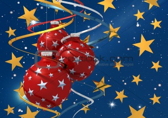 three christmas ball  on starry background