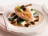 Breast of Chicken with Morels Baby Leeks and Madeira Cream