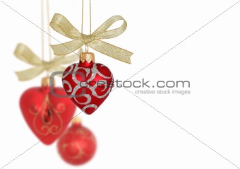 Christmas Decoration / Red hearts and ball