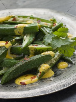 Fried Okra with Yoghurt and Coriander Curry