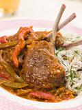 Lamb Cutlet Jalfrezi with Fragrant Pilau and Indian Beer
