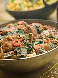 Karai Dish with Lamb Methi Gosht and Vegetable Pilau