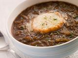 Bowl of French Onion Soup with a Goats Cheese Crouton