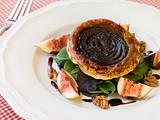 Red Onion Tarte Tatin with Walnuts Figs and Red Wine Syrup