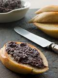 Black Olive Tapenade with toasted baguette