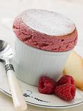 Hot Raspberry Souffle with Langue de Chat Biscuits