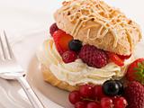 Choux Bun filled with Mixed Berries and Chantilly Cream