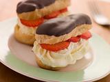 Chocolate and Strawberry filled eclairs