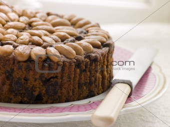 Dundee Cake on a Plate