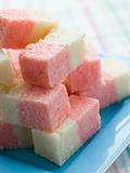 Plate of Coconut Ice Sweets