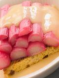 Bowl of Rhubarb and Custard with Saffron Cake