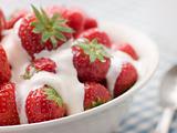 Bowl of Strawberries and Cream