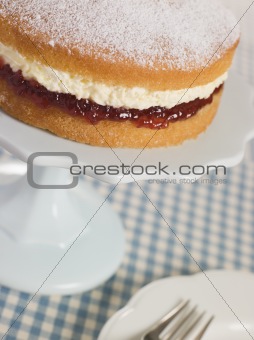 Victoria Sponge on a Cake Stand