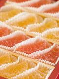 Jellied fruits in paper cases
