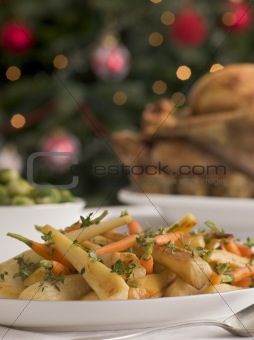 Honey and Thyme Roasted Parsnips and Baby Carrots