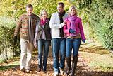 Multi-generation family enjoying autumn walk