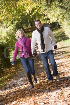 Couple holding hands on walk