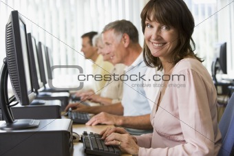 Adult students in a computer lab