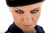 Portrait of young police woman