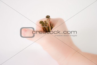 Hand holding screws