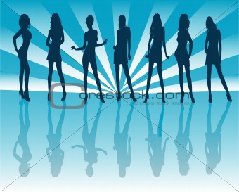   Posing women - silhouette vector illustration