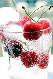 cherries in glass with ice